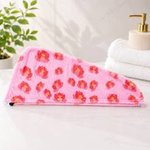 Opjoys Floral Print Hair Drying Cap, Casual Home Daily Hair Drying Towel, Coral Fleece Quick Dry Strong Absorbent All Season Hair Towel - Lotus Dry Hair Cap 2 - View 3