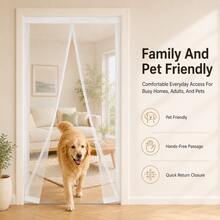 1pc Pure White Magnetic Screen Door, Auto-Closing Polyester Mesh Curtain, Pet-Friendly, No-Drill Installation, Weighted Bottom, Suitable For Bedroom, Patio, Balcony And Kitchen, Multiple Sizes Available - Pure White Polyester Screen Door - View 5