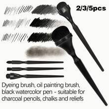 Set Kuas Lukis Gagang Ergonomis 2/3/5 buah - Kuas Plastik Hitam untuk Cat Minyak, Cat Air, Tinta, Arang, Kapur, Pastel, dan Embossing, dengan Pegangan Ergonomis, Gagang Plastik Tahan Lama untuk Kontrol yang Tepat (Beberapa Kuas Mungkin Memiliki Bekas Lem, yang Tidak Dapat Dihindari dalam Proses Pembuatan dan Tidak Mempengaruhi Penggunaan Kuas) - Set - View 2