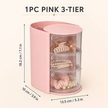 1pc Hair Accessory Storage Box, Optional Colors And Layers, Rotatable Multi-Layer Hair Accessory Box, Transparent Dust-Proof Hair Tie Storage Tray, Girls Hair Clips, Headbands, Rubber Bands, Hair Ropes Storage Rack, Multi-Function Comb Storage Box - Multicolor - View 10