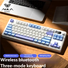 AULA Wireless 3-Mode Keyboard Side-Printed Non-Fading RGB Backlit Mechanical Feel Gaming Keyboard Office Gaming Esports Keyboard/Mouse Combo Wireless Bluetooth Wired Keyboard/Mouse - View 15