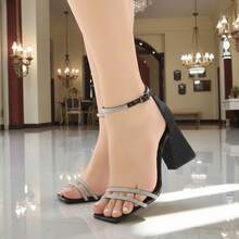 Women's Sandal With 8cm Block Heel, Rhinestones, Glitter, Straps, Modern Party Style, Comfortable, Plus Sizes 33 To 43 - 黑色清漆 - 查看 1