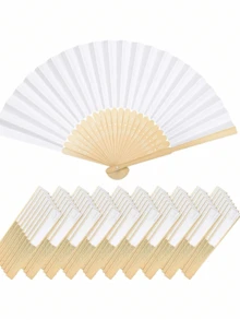 5/10/15/20/25/30/40/50pcs Vintage Handheld Folding Paper Fans, Portable Bamboo Fans, Summer Cool Fashion Accessories, Suitable For Parties And Events - Multicolor - View 10