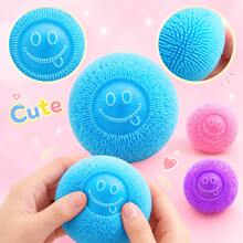 Cute Soft Fluffy Smiling Face Stress Relief Toy, Adorable Squishy Squeeze Ball, Creative Desktop Decompression Gadget, Hand-Held Relaxing Fun Toy, Multi-Color Interactive Gift For Kids And Adults, Birthday Holiday Surprise Gift - Multicolor - View 6