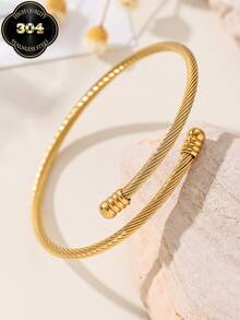 1/4pcs Stainless Steel 18K Gold Plated Clover Crystal Bracelet Set, Clover Zirconia Open Cuff Bracelet Combination, Suitable For Women's Daily Wear, Holiday Gift, Fashion Bracelet Set - Gold - View 12