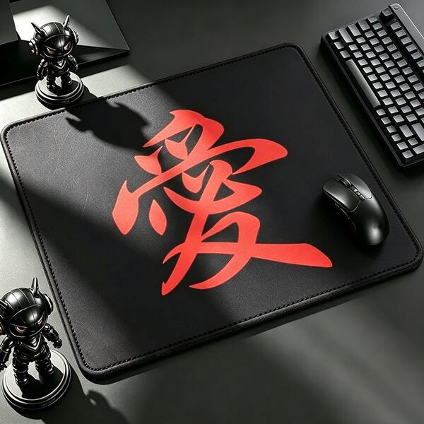 45x40CM 電競滑鼠墊 中文字「愛」速滑鼠墊 高級鎖邊滑鼠墊 橡膠桌墊 FPS 用戶