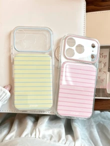 Cute Colorful Stripes Pattern Phone Case Compatible With IPhone 18 Pro Max 18 Pro 17 Pro Max 17 Pro 17 16 Pro Max 16 Pro 16 15 14 13 Pro Max Y2K Simple Lovely Soft Clear Camera Protection Shockproof Back - Pink - View 3