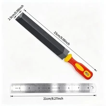 File + Steel Ruler 2pcs Set, Suitable For Sharpening Tools, Repairing, Measuring And Marking, Made Of High-Quality Steel, Durable And Sturdy - 2pcs - View 3