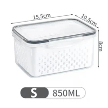 6件組（2個蓋子+2個盒子+2個濾水籃）方形食品儲存容器，PP材質可重複使用冰箱儲存盒，適用於辣椒、歐芹、香菜、大蒜、麵條、雞蛋，附蓋可手洗，廚房必備儲存容器，冰箱收納蔬菜保鮮盒，1件食品儲存收納盒 - 查看 15