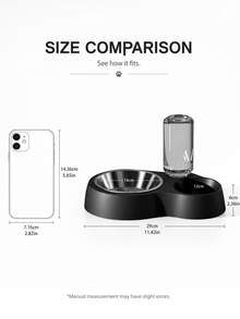 Structured Craftsmanship 2-In-1 Pet Food And Water Bowl, Suitable For Small/Medium Cats, Dogs, Rabbits And Other Pets, Easy To Clean. Dog Stuff, Cat Stuff, Cat And Dog Dual-Use Bowl Combination. Durable Plastic Material With Stainless Steel Bowl, Easy To Clean, Suitable For Cats And Dogs - 500ml - View 5