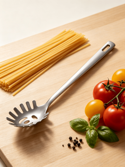 Spatola per spaghetti robusta e resistente in acciaio inossidabile, facile da pulire e lavabile in lavastoviglie – il regalo ideale per appassionati di cucina, familiari e amici