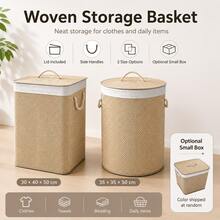 Finish Storage Basket With Lid For Bedroom, Bathroom, Wardrobe And Utility Room - View 3