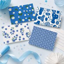 12pcs Blue Flower Postcard Set, Artistic Botanical Greeting Cards With Elegant Floral Patterns And Refreshing Blue Garden Designs, Decorative Cards For Thank You Messages, Birthdays, Weddings, Anniversaries, Invitations, Gift Packaging, Journaling An - Multicolor - View 2