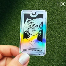 Tarot Card Covering Eyes, Dark Line Art Style, Subculture And Cool Vibe, Waterproof Vinyl Sticker - Durable Smooth Surface, Self-Adhesive Bumper Sticker, Suitable For Cars, Windows, Laptops, Trucks, Water Bottles - Multi-Functional Durable Design, Car Sticker - Vinyl - View 12