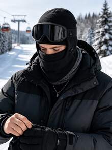 1pc Windproof Thickened Warm Hat, Unisex Winter Outdoor Sports Solid Color Multifunctional Fleece Headwear, Soft Warm Ski Hat, Double-Layered Fleece Hat - Solid Color - View 4