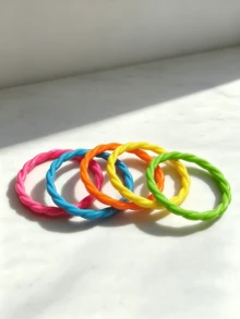5件組霓虹彩色麻繩手鍊套組－時尚活力腕部飾品，適合海灘度假、夏季音樂祭與波希米亞街頭風，輕量編織設計搭配可調節滑扣，確保佩戴舒適，生日、友誼日與節日的完美禮物選擇 - 5pcs扭結多巴胺手鐲 - 查看 5
