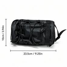 大容量可調節自行車把手包 - 黑色,多隔層前車架管包附把手安裝支架;採用時尚圓柱形設計與彈性固定系統,適合存放騎行必需品 - 彩色 - 查看 11