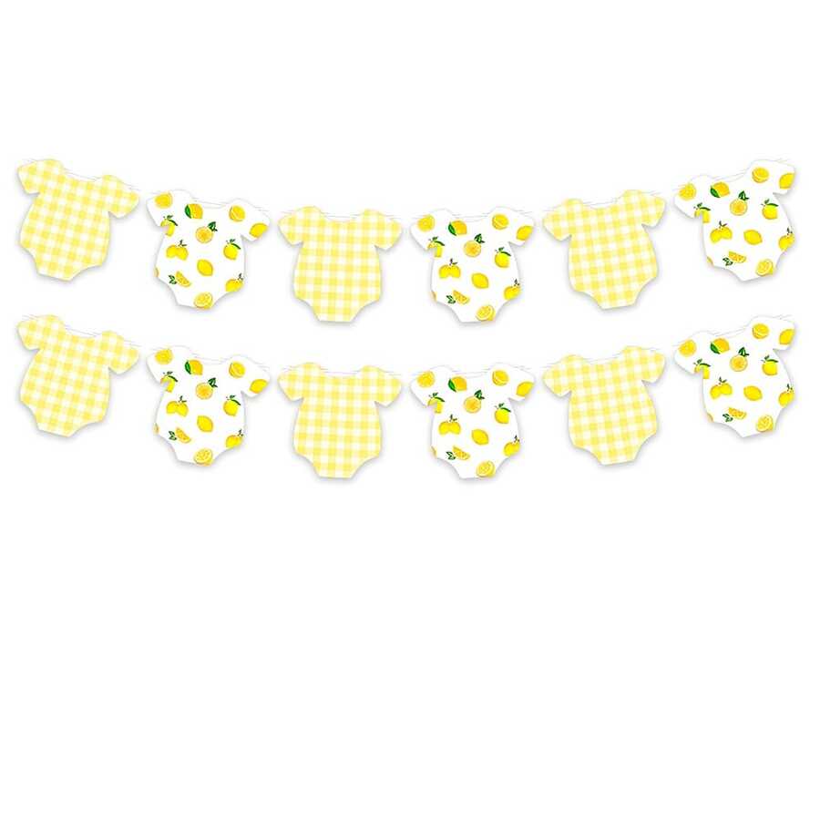 1 Set Lemon Shower Banner, Jumpsuit Garland, Summer Gender Reveal Party Decoration - View 1