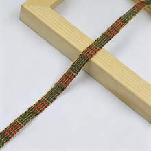 10 Yards Premium Red & Green Plaid Pattern Ribbon Roll, Vintage Plaid Fabric Tape With Metallic Gold Sequin Edge, Suitable For Holiday Gift Wrapping, Party Decoration, Hair Accessories, DIY Crafts - Checkered Ribbon - View 11
