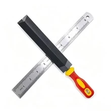 File + Steel Ruler 2pcs Set, Suitable For Sharpening Tools, Repairing, Measuring And Marking, Made Of High-Quality Steel, Durable And Sturdy - 2pcs - View 6