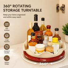 360° Rotating Kitchen Organizer Turntable, Multifunctional Countertop Storage Tray For Spices, Jars And Condiment Bottles. Suitable For Cabinets And Refrigerators, An Ideal Storage Organizer For Home Kitchens. - Multicolor - View 4