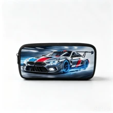 Single Layer Zipper Pencil Case, Racing Car Tractor Motorcycle Print Stationery Pouch For Boys Students, Back To School Supplies - A - View 6