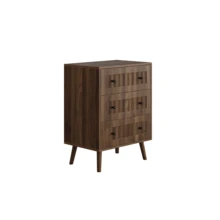 Mid-Century Modern Style Bedside Table With Two Drawers And Solid Wood Legs; Nightstand Or Side Table For Bedroom, 43.5 X 40 X 57.5 Cm, Walnut Finish, 1 Unit. - 核桃色 - 查看 9