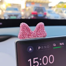 Rhinestone Bow Car Dashboard Ornament, Car Screen Decoration, Fun Interior Decor - A - View 1