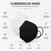 Caja De Cubrebocas Marca Sanwo De 10 Pzs KN95 Color Blanco Y Negro Con Certificado de COFEPRIS - A - Ver 1