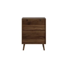 Mid-Century Modern Style Bedside Table With Two Drawers And Solid Wood Legs; Nightstand Or Side Table For Bedroom, 43.5 X 40 X 57.5 Cm, Walnut Finish, 1 Unit. - 核桃色 - 查看 8