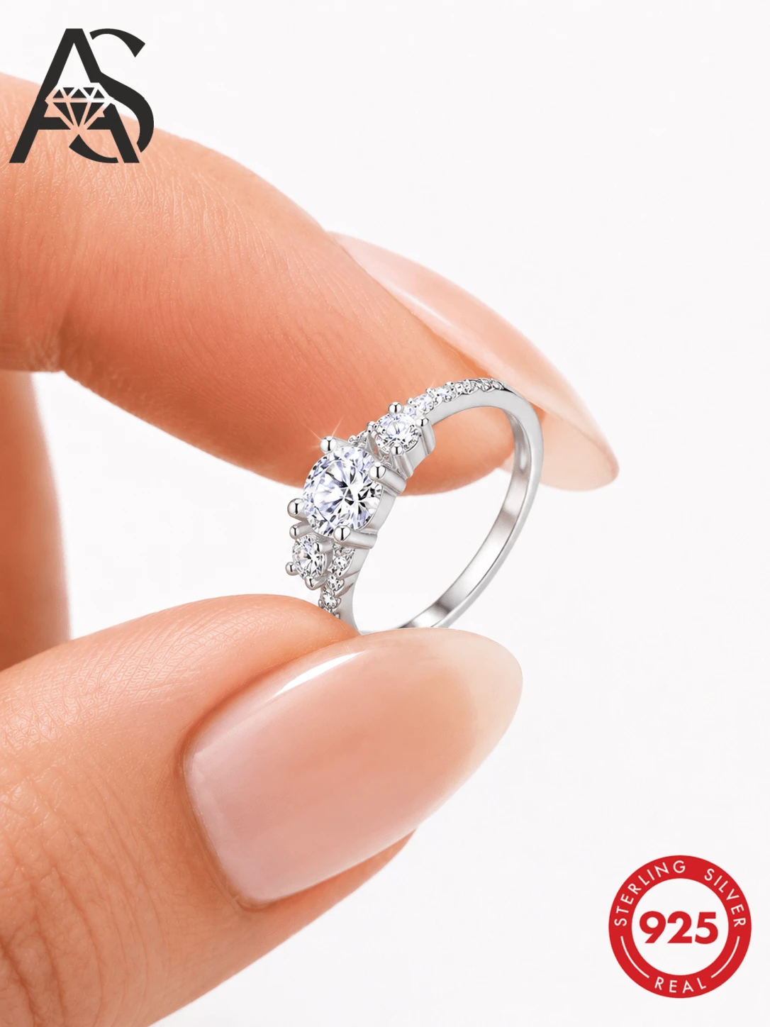 AnlaScheer 1pc 925 Sterling Silver 18K Gold Plated Exquisite Rectangular Large Zirconia Inlaid Women's Wedding Ring, Daily Party Wedding Jewelry - Gold - View 1