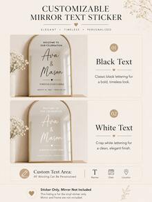 1pc Customized Mirror Sticker Wedding Decor - Wedding Signage Decoration DIY Wedding Sticker - Mirror Sticker "Welcome To Wedding" - Customized Mirror Letter Sticker Decal - Just Married - Wedding Marriage Decor/Modern Wedding Welcome Sign/Personalized Bride And Groom Name And Date/Mirror Sticker - Bridal Shower - Multicolor - View 2