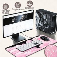 Black Cat Cloud Keyboard Pad, Oversized Mouse Pad, Cute Pink & Purple, Office Desk Protector, XXL Rubber Non-Slip, Home Desk Mat, Suitable For Gaming - View 6