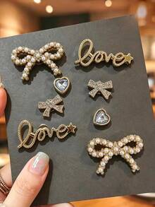 8pcs/Set Gold Butterfly Heart Rhinestone Shoe Charms, Suitable For DIY Perforated Shoes, Perfect Gift For Friends. - Gold - View 10
