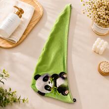 Opjoys Animal Design Casual Polyester Fleece Hair Drying Cap, Home Daily Use, All Season, Quick Dry And Absorbent - Panda Green 4 - View 5
