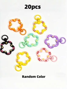 10/6pcs Flower-Shaped Spring Clasps, Colorful Enamel Metal Keyring Clips With Open Rings, DIY Jewelry Accessories For Bag Charms - Multicolor - View 9