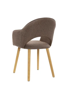 Goeurvant Modern Crescent-Back Upholstered Dining Chairs With Armrests And Solid Wood Legs For Dining Room, Living Room, Study - Set Of 2 / Set Of 4 / Set Of 6-Brown Textured Fabric - 棕色 - 查看 5