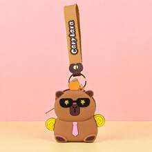 XD 1pc Mini Capybara Shaped Coin Purse With Keychain - Silicone Material, Multi-Functional Zipper Lipstick Storage Bag, Cute Cartoon Design, Suitable For Girls, Can Be Used As Coin Purse, Student Backpack Decoration, Mini Bag Charm, Unique Phone Accessory, Also Suitable For Women's Wallet And Phone Accessory, Can Be Given As Gift To Friends, Party Accessory, Car Pendant Or Children's Gift. - Multicolor - View 7