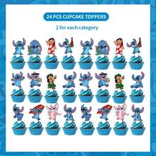Hawaiian Stitch DIY Cake Decor Pack, Rainbow Happy Birthday Cake Topper, Assorted Character Cupcake Toppers, Lightweight Dessert Picks For Holiday Celebration Anime Fan Dessert Table Decor - Multicolor - View 12