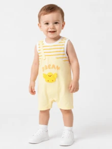 Balabala 2026 Cute 2 Pieces Baby Romper Set, Made Of Soft And Breathable Fabric, Fashionable And Fun Design, Comfortable For Summer Wear - Yellow Tone - View 3