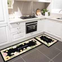 1pc Floral Pattern Kitchen Mat Room Decor Carpet, All Season Comfortable Foot Mat, Absorbent Non-Slip Quick Dry, Suitable For Kitchen, Dining Room, Entrance, Bathroom, Laundry Room, Hallway And More - Multicolor - View 2