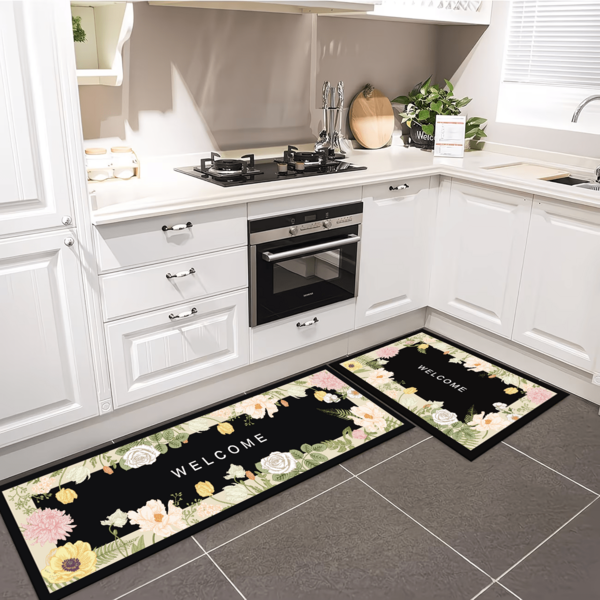 1pc Floral Pattern Kitchen Mat Room Decor Carpet, All Season Comfortable Foot Mat, Absorbent Non-Slip Quick Dry, Suitable For Kitchen, Dining Room, Entrance, Bathroom, Laundry Room, Hallway And More