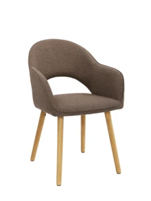 Goeurvant Modern Crescent-Back Upholstered Dining Chairs With Armrests And Solid Wood Legs For Dining Room, Living Room, Study - Set Of 2 / Set Of 4 / Set Of 6-Brown Textured Fabric - 棕色 - 查看 6