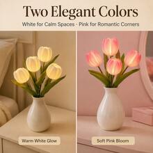 Potted Tulip LED Night Light, Artificial Flower Table Lamp With Ceramic Pot, USB Powered Desk Atmosphere Lamp For Bedroom Home Decor Romantic Gift - Multicolor - View 1