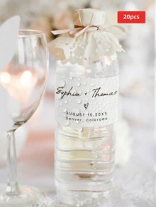 1/20/40pcs Wedding Anniversary Customized Water Bottle Stickers, PVC Waterproof & Oil-Resistant, Marking Drinks, Wedding Favors, Suitable For Weddings, Parties, Birthdays, Bridal Shower - Multicolor 1 - View 16