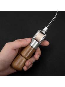 Sovela Manual de Costura com Cabo de Madeira, Kit de Reparo com Linha de Encerada e Agulhas, Ideal para Couro e Sapatos. - 1 unidade - Visão 2