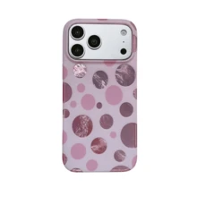KOOLIFE 1件裝奢華可愛彩色波點冰川紋理柔軟手機殼，相容 iPhone 18 Pro/18 Pro Max/17 Pro Max/17 Pro/17/16 Pro Max/16 Pro/16/15 Pro Max/15 Pro... - 淺紫底金屬紫波點 - 查看 4