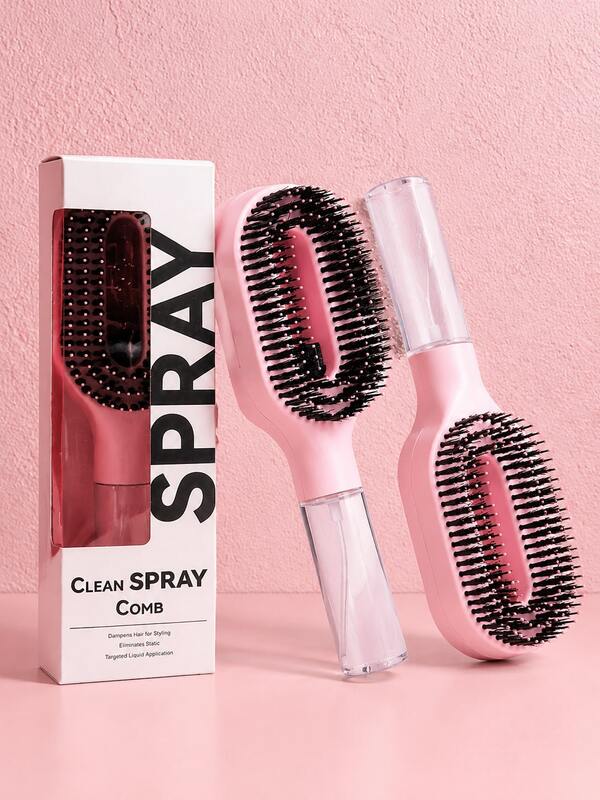 2-in-1 sprayborstel voor het haar, transparant wit, ingebouwd waterreservoir, zachte flexibele borstelharen, geschikt voor krullend, steil en golvend haar, hydraterende haarborstel, ontklitborstel, voor vrouwen, haarstyling, reizen, haarproducten, haartools