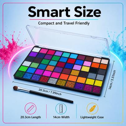 JIHUIPAI 54 Colores de Pigmento para Pintura Facial, Maquillaje Puro, Colores Vibrantes, Estilo Y2, Crema, Alta Saturación, Adecuado para Pintura Facial de Halloween, Maquillaje de Navidad, Utilizado para Pintura Facial, Maquillaje Corporal