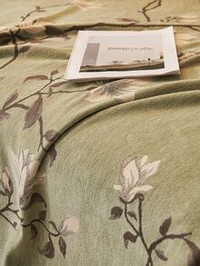 1pc Vintage Green Floral Chenille Sofa Throw, Chinese Style Botanical Pattern Tassel Sofa Cover, Non-Slip All-Season Pet-Friendly Machine Washable Home Decor Sofa Protector, Fits Single, Double, Triple Straight Sofa And L-Shaped Chaise Sofa, Machine Washable No Fading, Dust-Proof Scratch-Resistant Stain-Resistant, Suitable For Living Room, Bedroom, Homestay, Rental Home Decor - Green - View 2
